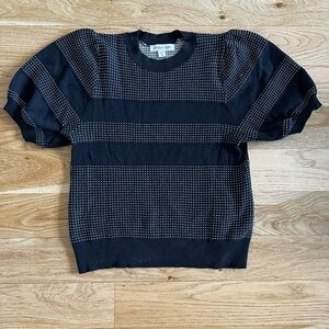 Amour Vert Liza Organic Cotton Sweater - Black and Ivory Medium